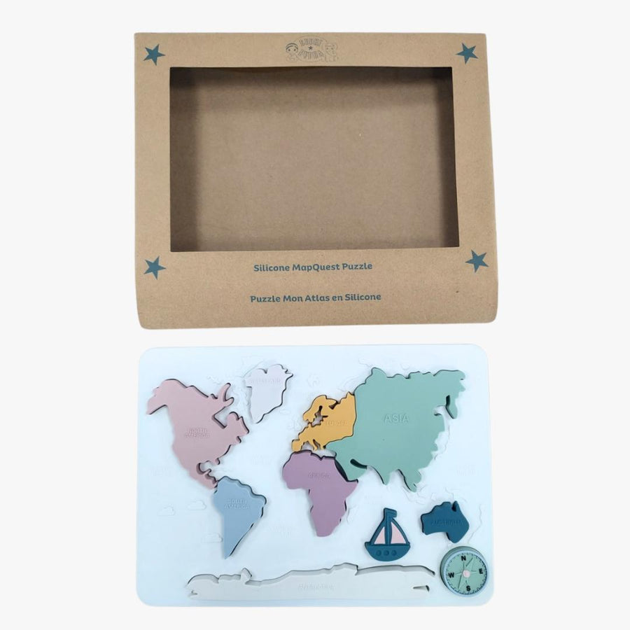 Puzzle Mapemonde en Silicone (Continents et Mers du Monde) Jeu d'apprentissage Montessori